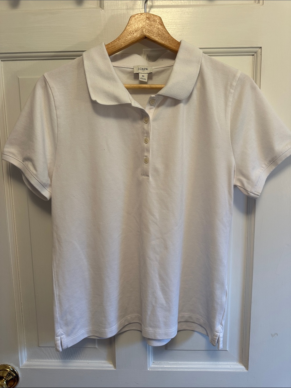 J. Crew Factory White Short-Sleeve Polo Tee